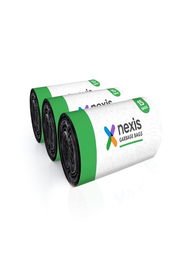 NEXIS || Garbage Bags Black || Extra Large XL || Heavy Duty Dustbin Bags || Leak Proof & Tear Resistant || 30 X 37 Inches || 15 Pcs x Pack of 3 || 45 Pcs || Home, Kitchen & Office Use - Image 1